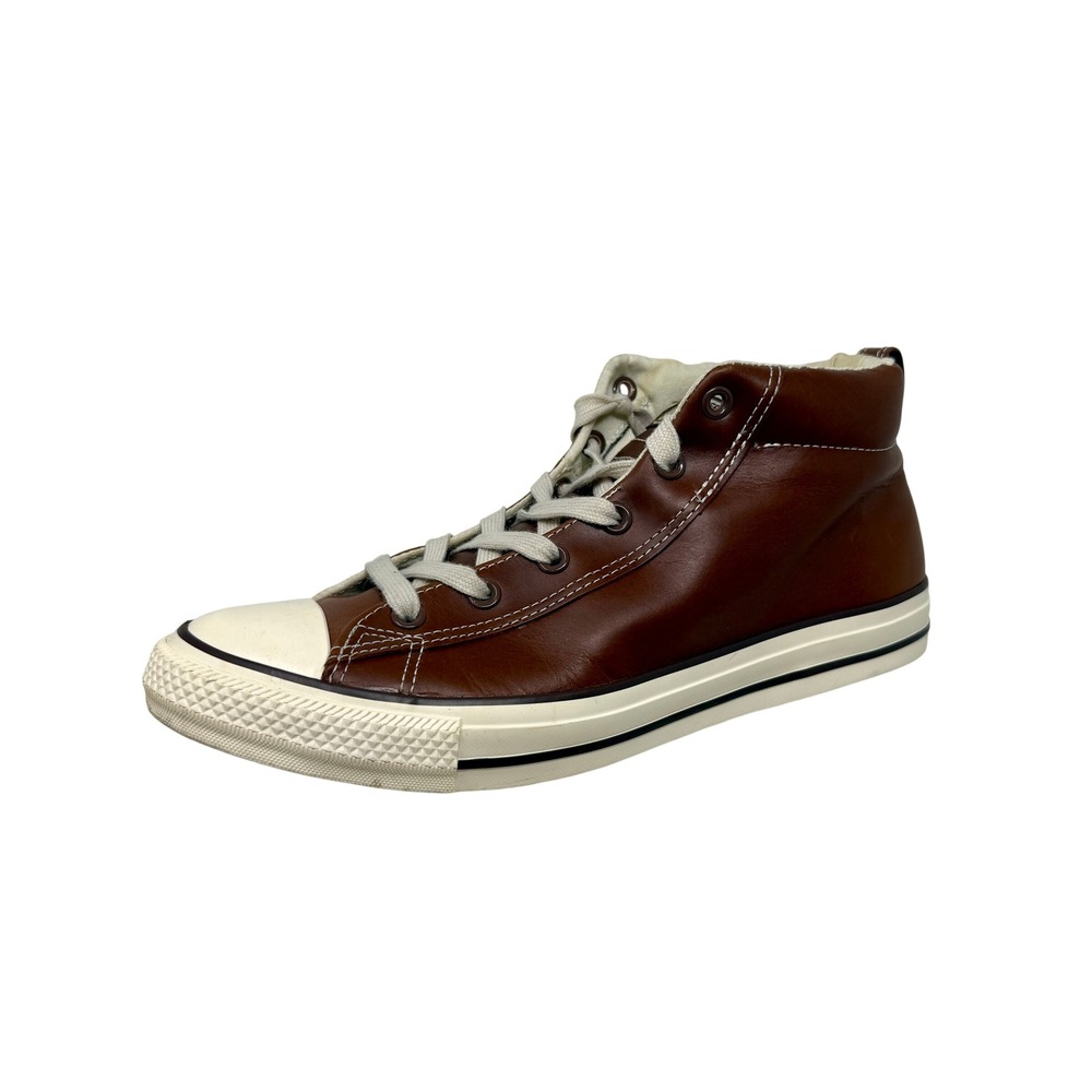 Converse Chuck Taylor All Star Brown Leather Mid Top Mens Sneakers 136420C Sz 10